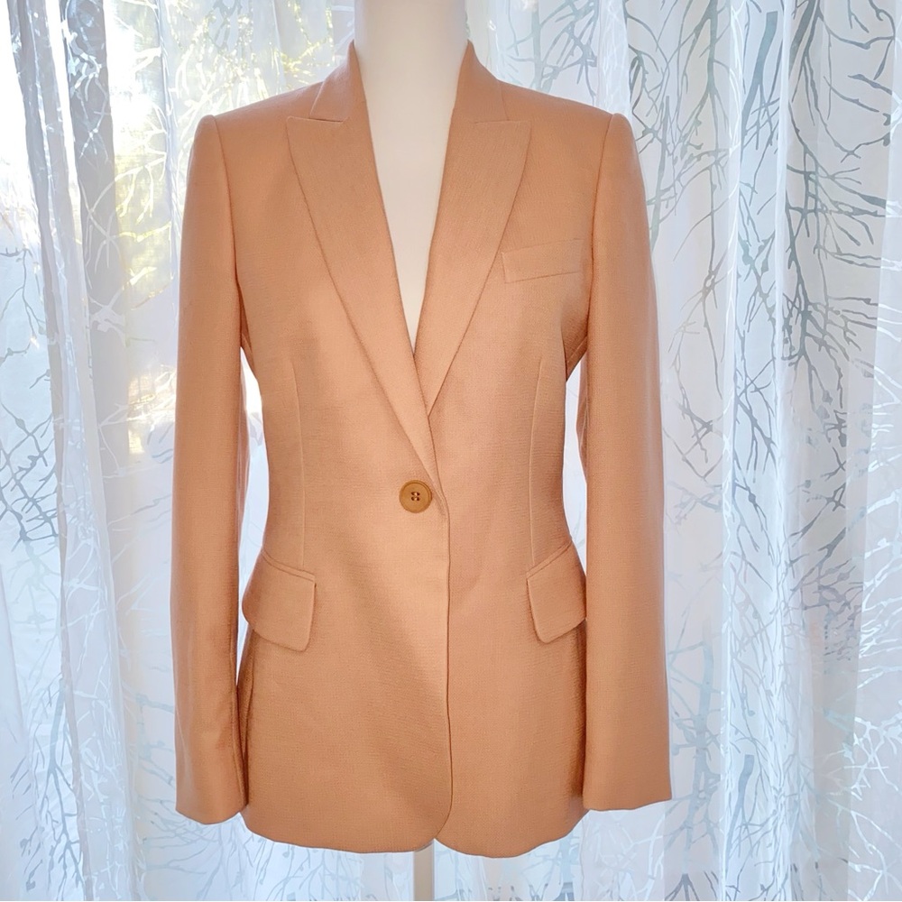 STELLA MCCARTNEY PINK WOOL SINGLE BUTTON BLAZER JACKET - Picture 1 of 13